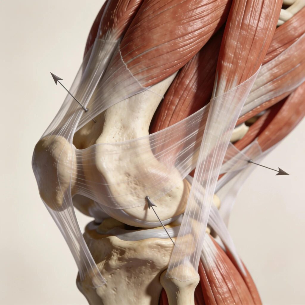 Anatomical depiction of fascia surrounding skeletal muscles, illustrating its role in muscle health