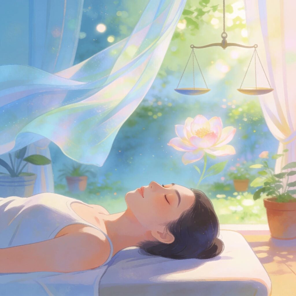 Benefits of craniosacral therapy showcasing a relaxed individual in a serene environment promoting peace and well-being